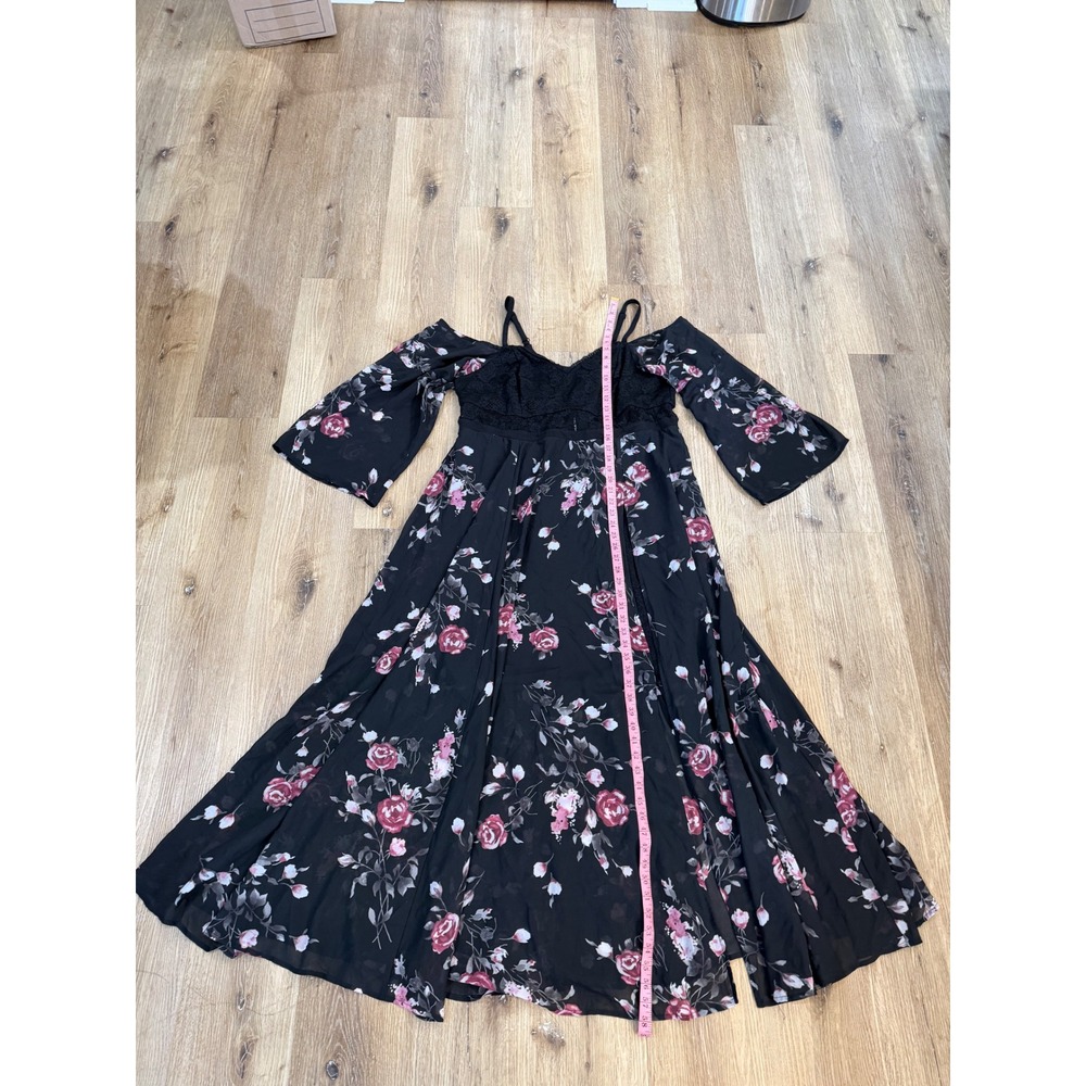 Torrid Floral Corset Lace Top Maxi Dress Womens 20 Black Pink Boho Whimsigoth - Picture 4 of 10